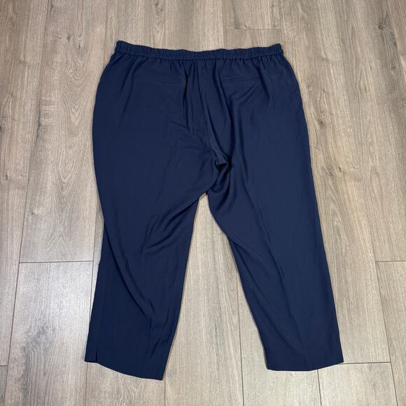 J.Crew Jamie Pants WMNS 22 Plus Navy Blue Elastic Waist High-Rise Slant Pockets - Picture 5 of 7